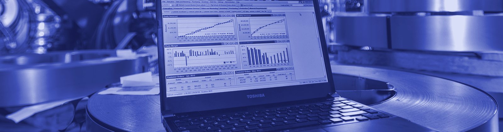 Pulse Dashboard in use on a laptop on the shop floor