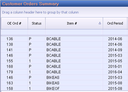 A report column repeating the same item number on every row